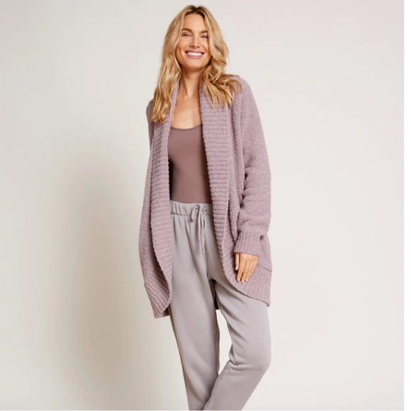 NWT Barefoot Dreams Chenille Shawl Cardigan Deep Taupe Small - Picture 2 of 11